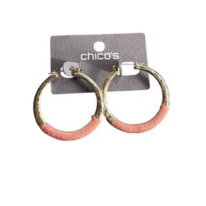 Chico's Gold and Coral Hoop Earrings